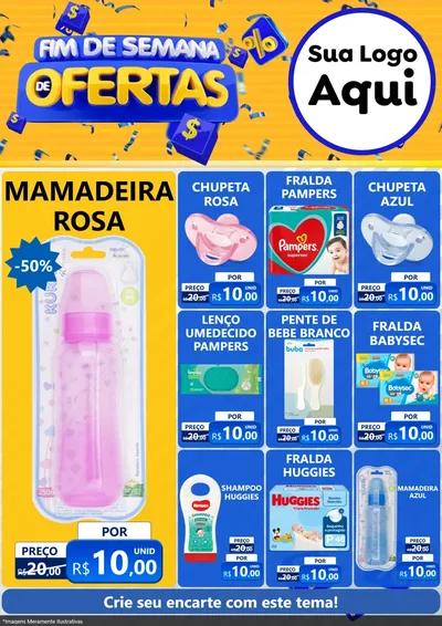 Modelo de Encarte para Encarte A4 Vertical com o tema Fim de Semana de Ofertas para Bebês