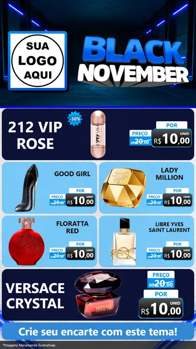 Modelo de TV para TV Vertical com o tema Black November para Perfumes