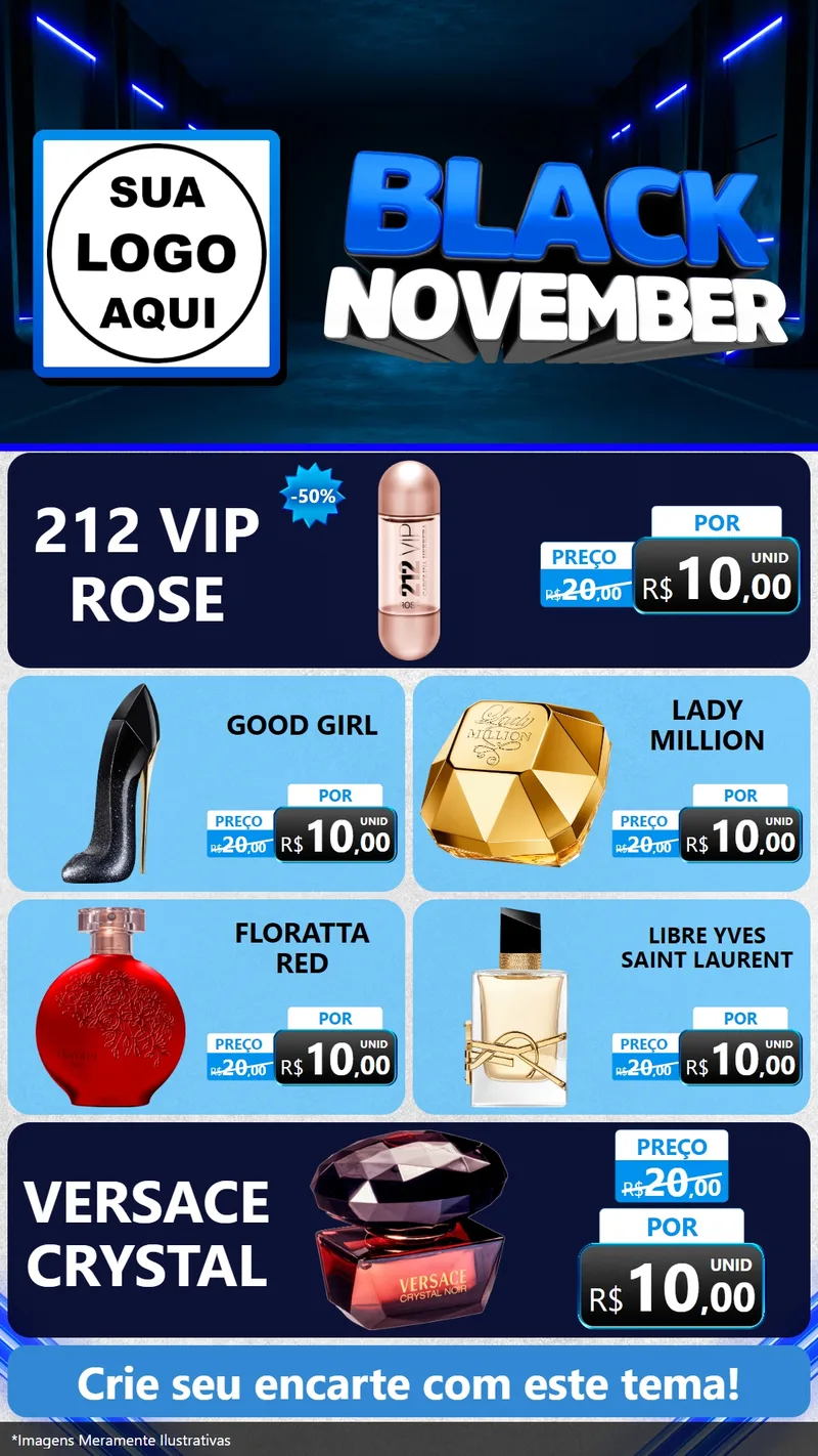 Modelo de TV para TV Vertical com o tema Black November para Perfumes