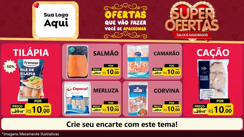 Modelo de TV para TV Horizontal com o tema Dia dos Namorados para Peixaria
