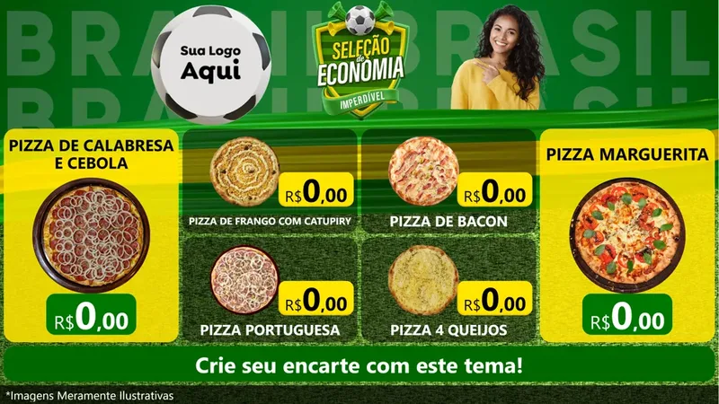 Modelo de TV para TV Horizontal com o tema Seleção de Economia - Copa para Pizzaria