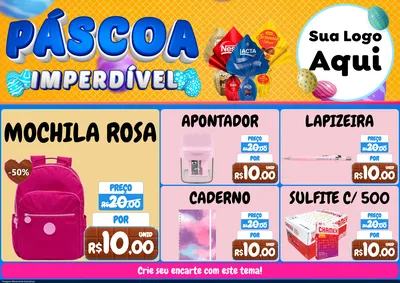 Modelo de Encarte para Encarte A4 Horizontal com o tema Páscoa Imperdível para Papelaria