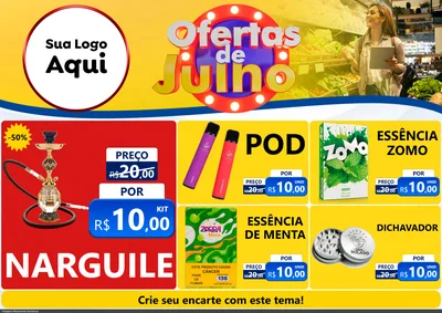 Modelo de Encarte para Encarte A4 Horizontal com o tema Ofertas de Julho para Tabacaria