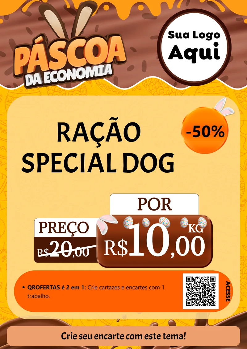 Modelo de Cartaz para Cartaz A4 Vertical com o tema Páscoa da Economia para Pet Shop
