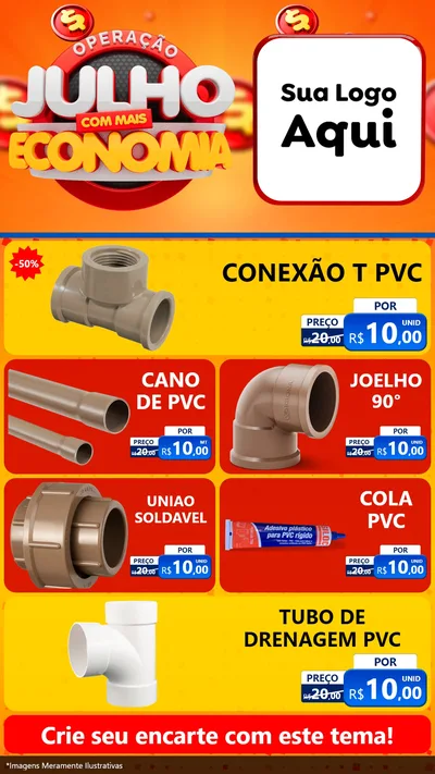 Modelo de TV para TV Vertical com o tema Operação Julho Com Mais Economia para Tubos e conexões