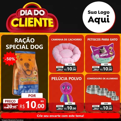 Modelo de Rede Social para Feed Facebook com o tema Dia do Cliente para Pet Shop