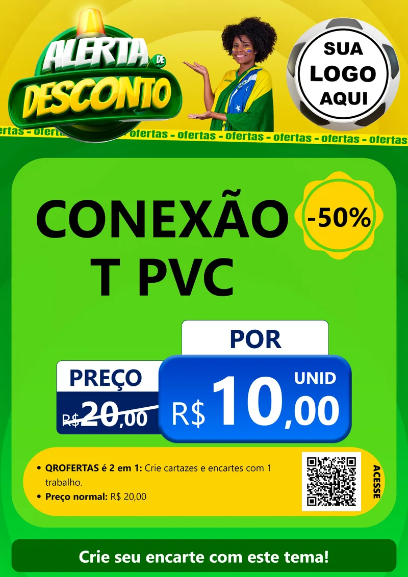Modelo de Cartaz para Cartaz A4 Vertical com o tema Alerta de Desconto para Tubos e conexões