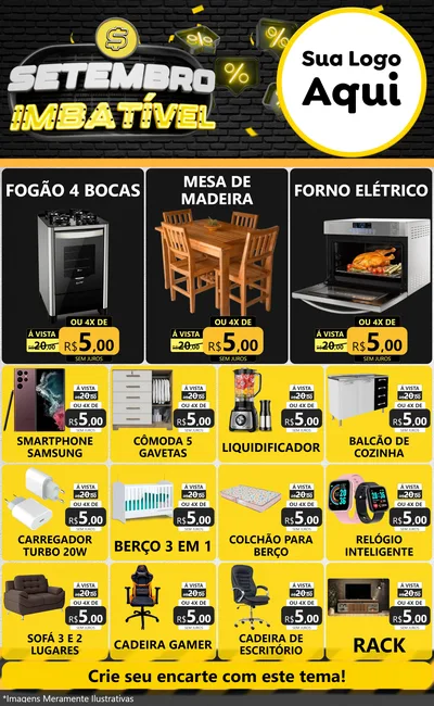 Modelo de Encarte para Encarte Grande com o tema Setembro Imbatível para Móveis e Eletro