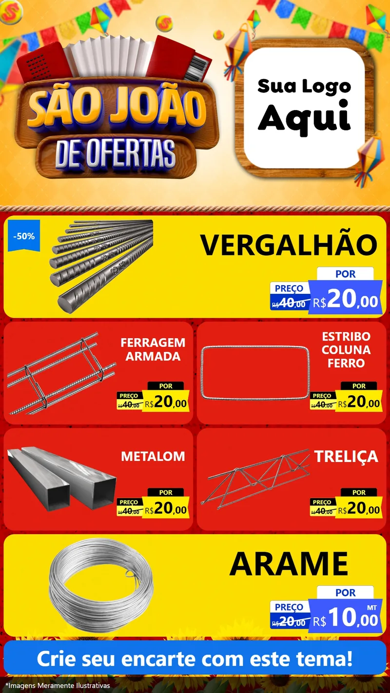 Modelo de TV para TV Vertical com o tema São João de Ofertas para Ferragens