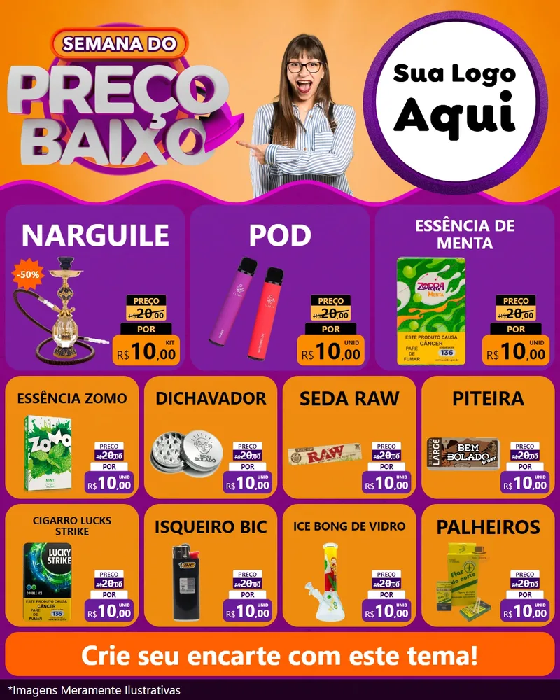 Modelo de Rede Social para Feed Instagram com o tema Semana do Preço Baixo para Tabacaria