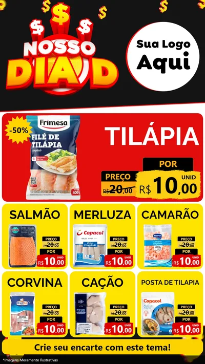 Modelo de Rede Social para Stories com o tema Nosso Dia D para Peixaria