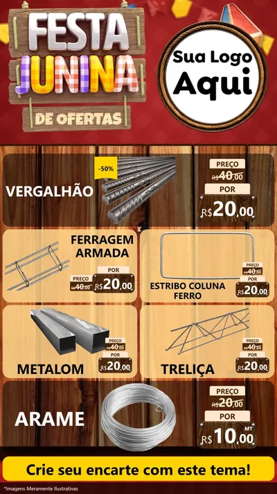Modelo de TV para TV Vertical com o tema Festa Junina de Ofertas para Ferragens
