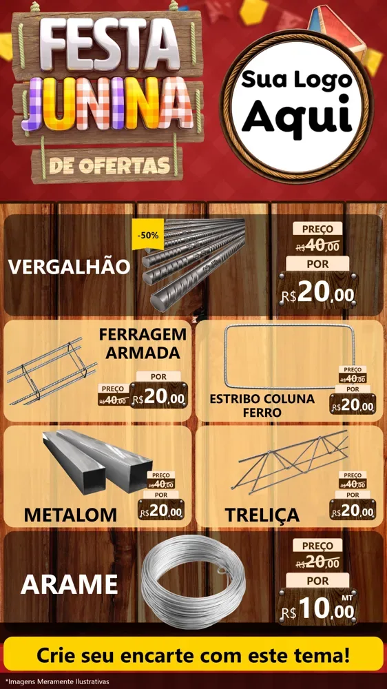 Modelo de TV para TV Vertical com o tema Festa Junina de Ofertas para Ferragens