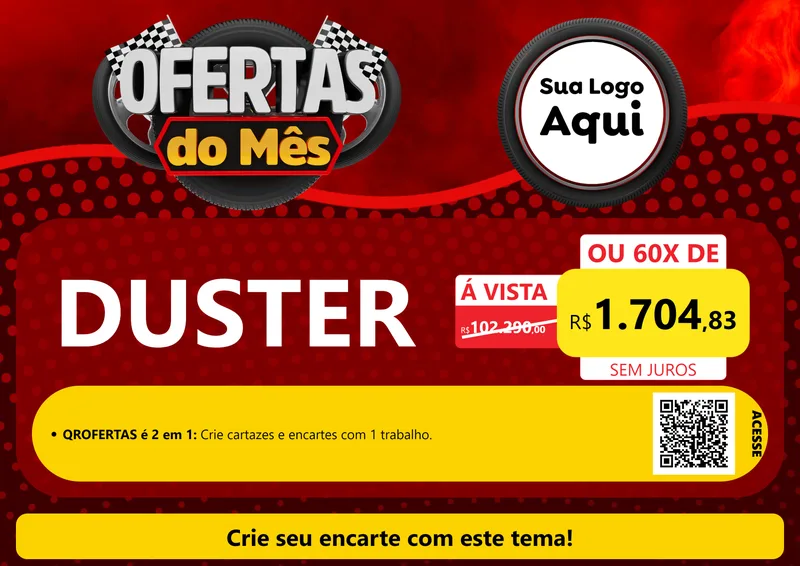 Modelo de Cartaz para Cartaz A4 Horizontal com o tema Ofertas do Mês - Autopeças para Concessionaria de Carros