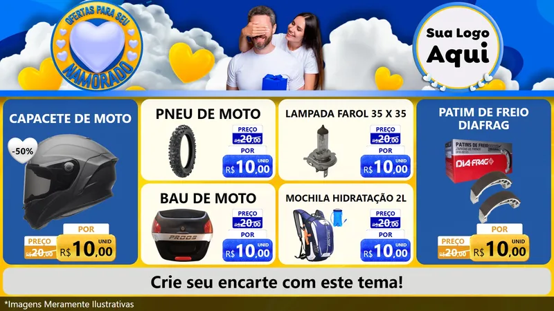 Modelo de TV para TV Horizontal com o tema Ofertas Para Seu Namorado para Moto peças