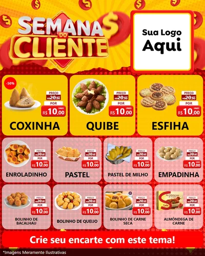 Modelo de Rede Social para Feed Instagram com o tema Semana do Cliente para Salgadaria