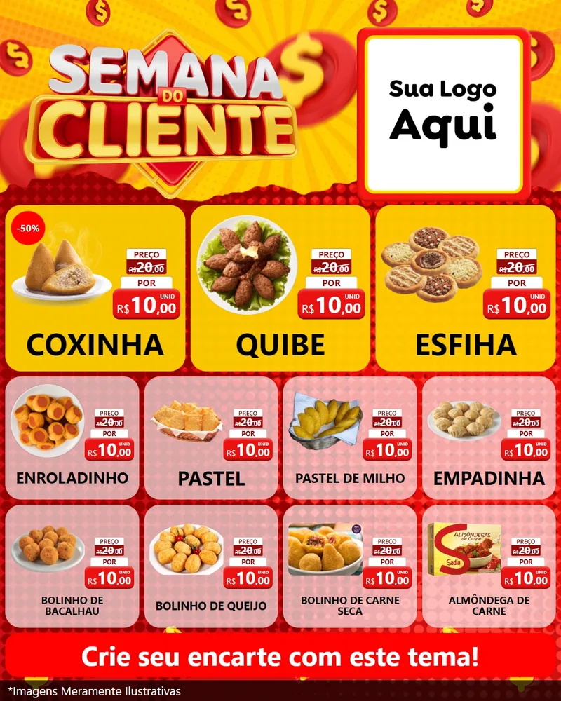 Modelo de Rede Social para Feed Instagram com o tema Semana do Cliente para Salgadaria