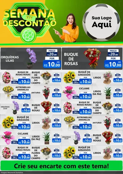 Modelo de Encarte para Encarte A4 Vertical com o tema Semana de Descontão - Copa para Floricultura e jardim
