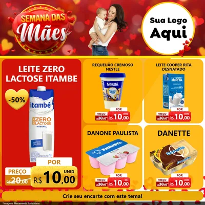 Modelo de Rede Social para Feed Facebook com o tema Semana das Mães para Frios e Laticínios