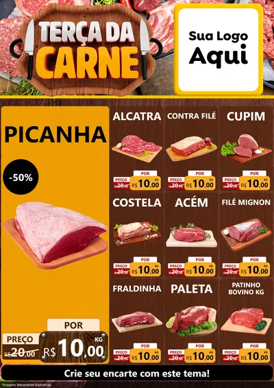 Modelo de Encarte para Encarte A4 Vertical com o tema Terça da Carne para Açougue