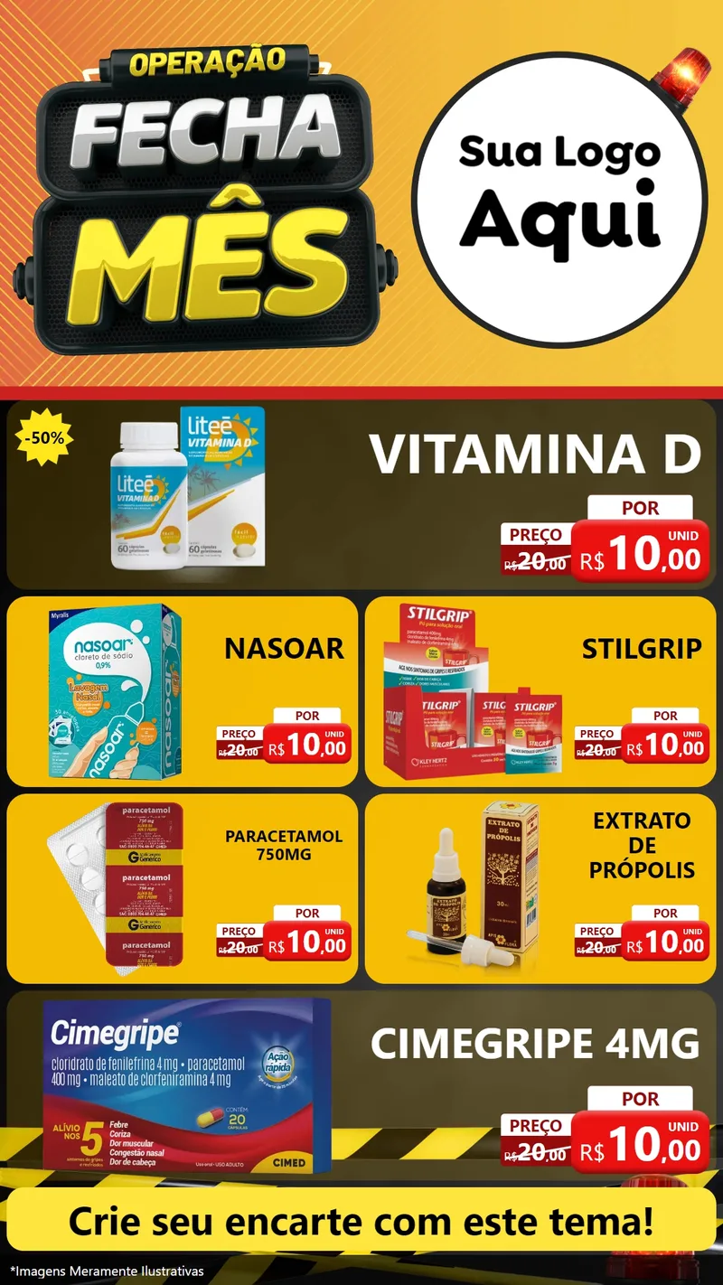 Modelo de TV para TV Vertical com o tema Operação Fecha Mês para Farmácia