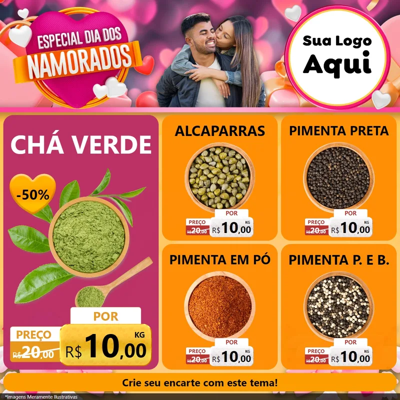 Modelo de Rede Social para Feed Facebook com o tema Especial Dia dos Namorados para Produtos Naturais