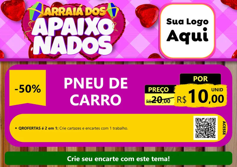 Modelo de Cartaz para Cartaz A4 Horizontal com o tema Arraiá dos Apaixonados para Auto peças