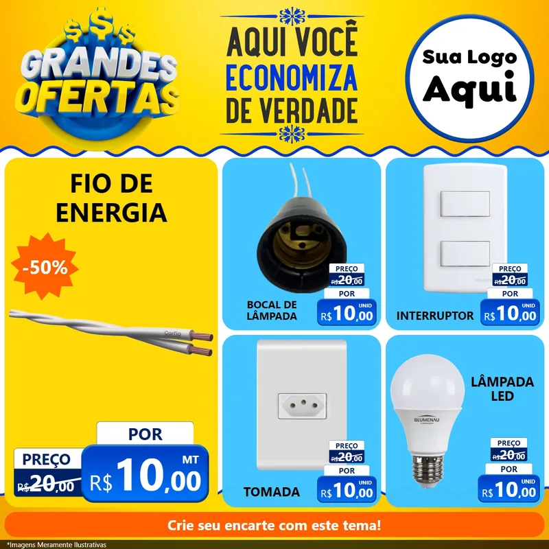 Modelo de Rede Social para Feed Facebook com o tema Grandes Ofertas para Materiais Elétricos
