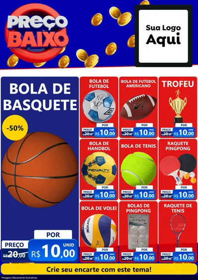 Modelo de Encarte para Encarte A4 Vertical com o tema Preço Baixo para Artigos Esportivos