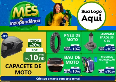 Modelo de Encarte para Encarte A4 Horizontal com o tema Mês da Independência para Moto peças