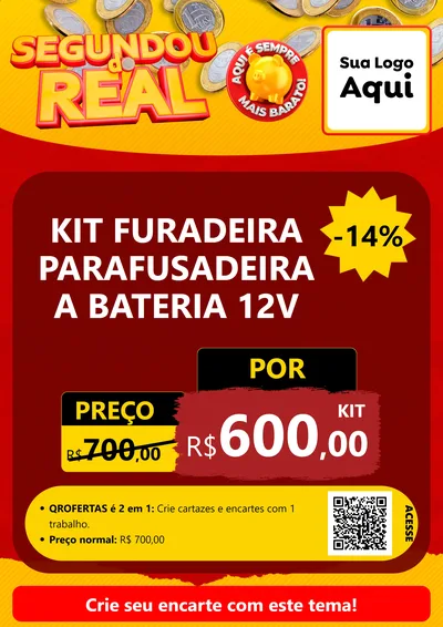 Modelo de Cartaz para Cartaz A4 Vertical com o tema Segundou do Real para Maquinas e Ferramentas