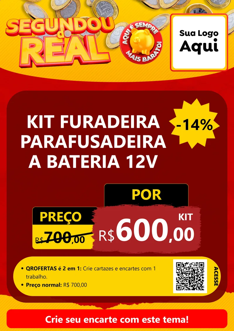 Modelo de Cartaz para Cartaz A4 Vertical com o tema Segundou do Real para Maquinas e Ferramentas