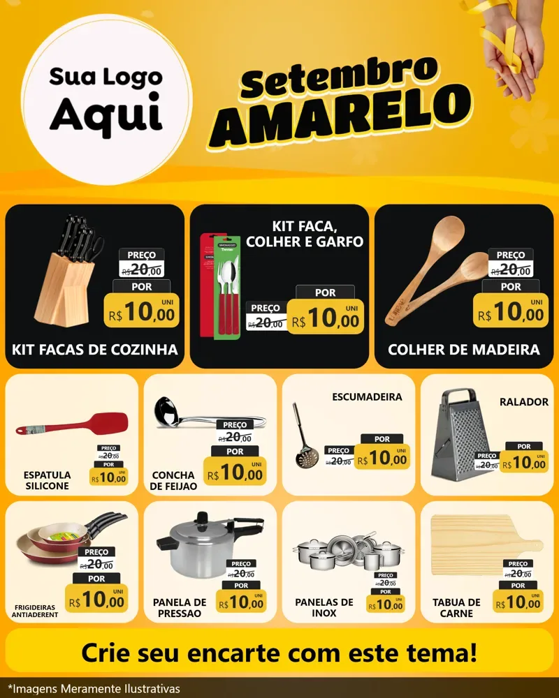 Modelo de Rede Social para Feed Instagram com o tema Setembro Amarelo para Utilidades Domésticas