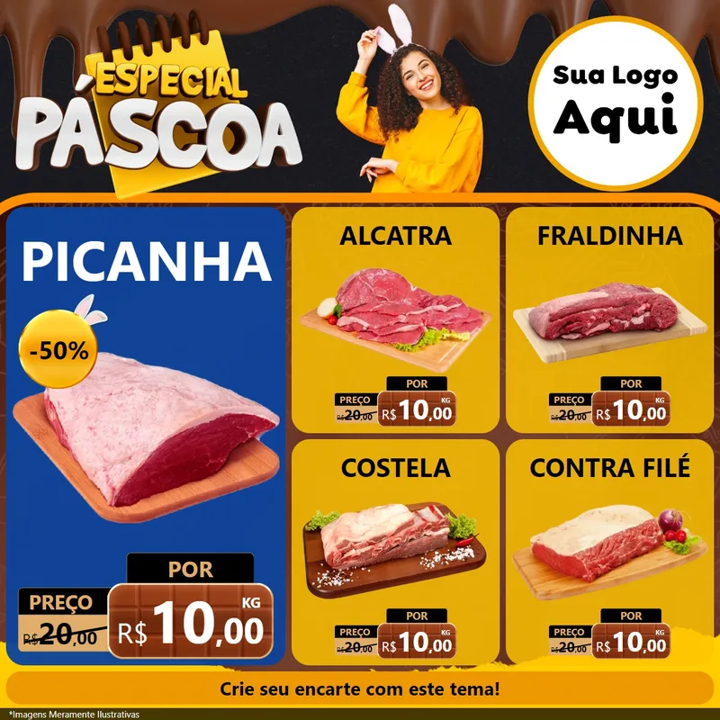 Modelo de Rede Social para Feed Facebook com o tema Especial Páscoa para Açougue