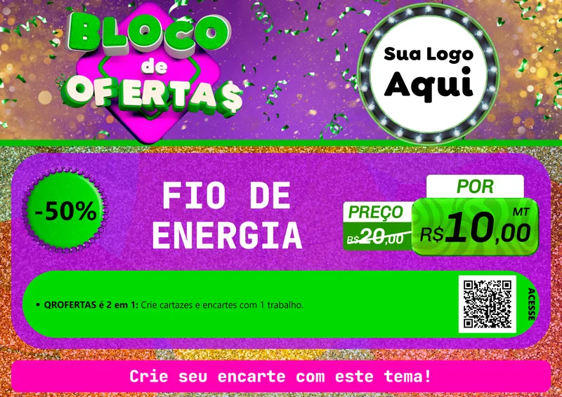 Modelo de Cartaz para Cartaz A4 Horizontal com o tema Bloco de Ofertas para Materiais Elétricos