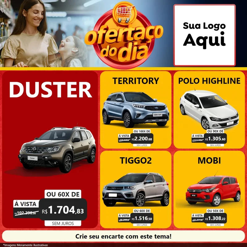 Modelo de Rede Social para Feed Facebook com o tema Ofertaço Do Dia para Concessionaria de Carros