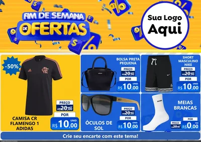 Modelo de Encarte para Encarte A4 Horizontal com o tema Fim de Semana de Ofertas para Roupas e acessórios