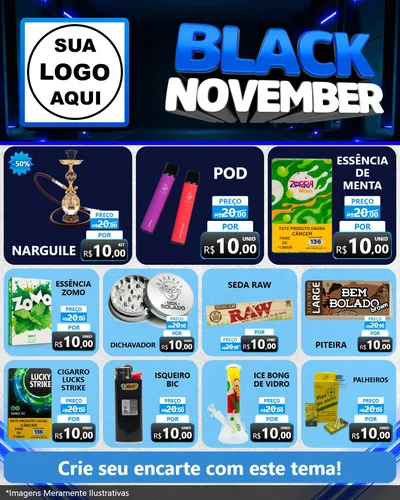 Modelo de Rede Social para Feed Instagram com o tema Black November para Tabacaria