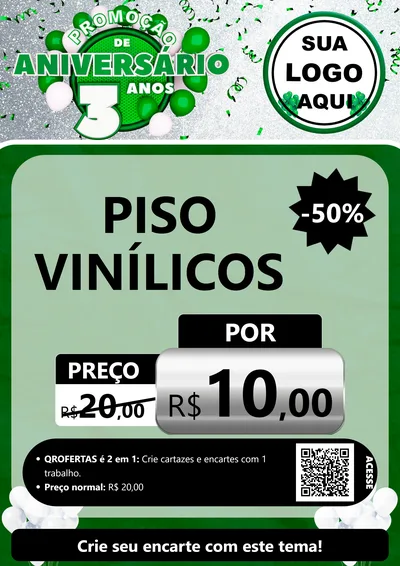Modelo de Cartaz para Cartaz A4 Vertical com o tema Promoção de Aniversário - 3 Anos para Material para Construção