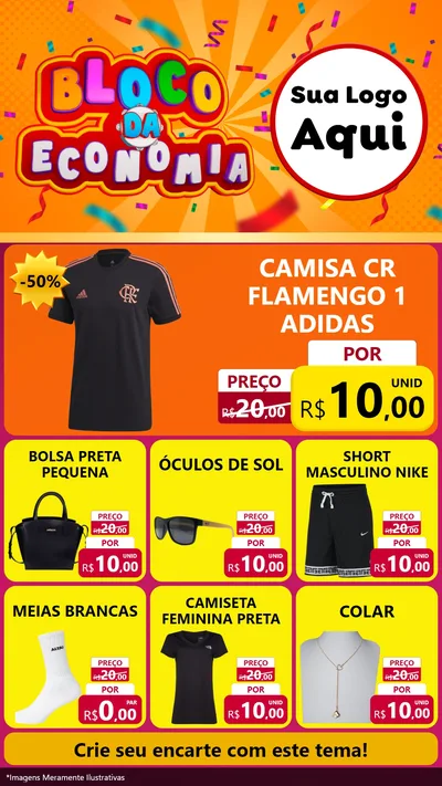 Modelo de Rede Social para Stories com o tema Bloco da Economia para Roupas e acessórios