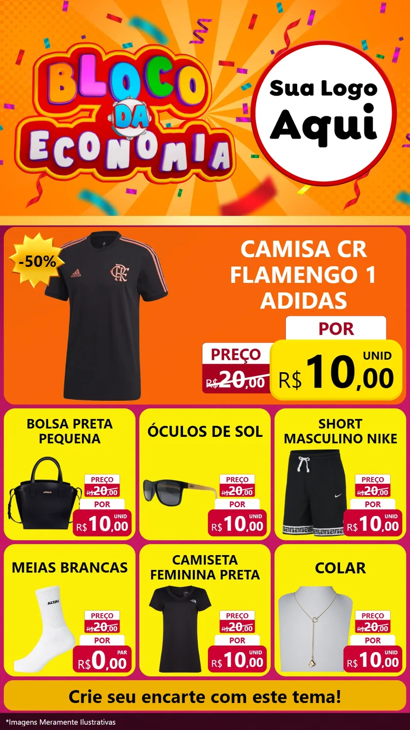 Modelo de Rede Social para Stories com o tema Bloco da Economia para Roupas e acessórios