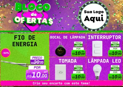 Modelo de Encarte para Encarte A4 Horizontal com o tema Bloco de Ofertas para Materiais Elétricos