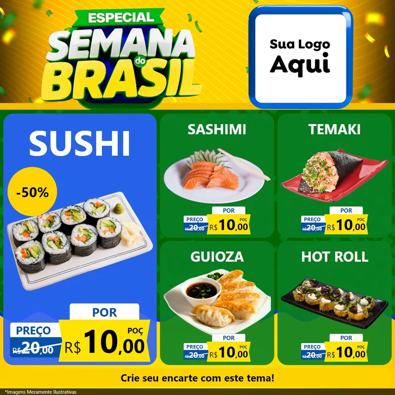 Modelo de Rede Social para Feed Facebook com o tema Especial Semana do Brasil para Comida japonesa