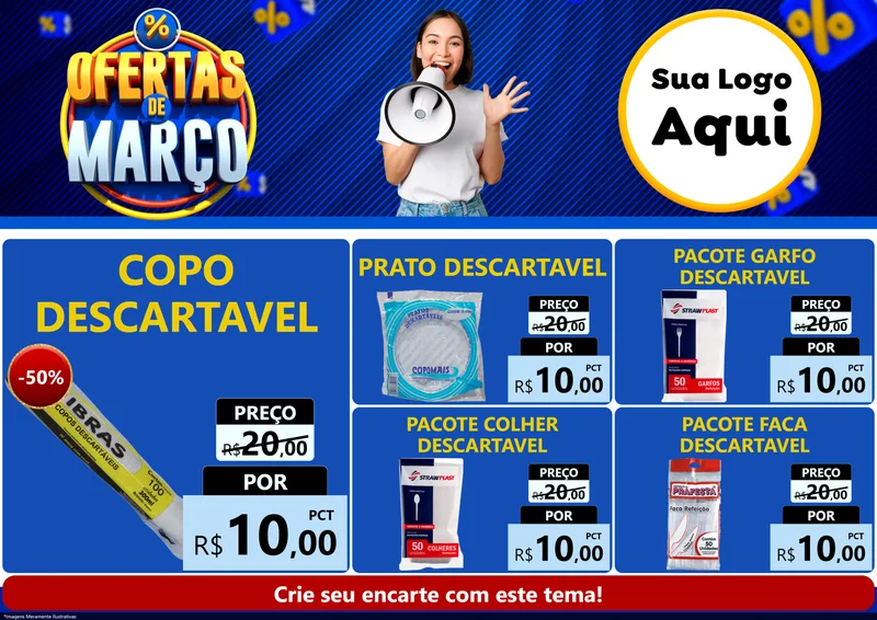 Modelo de Encarte para Encarte A4 Horizontal com o tema Ofertas de Março para Embalagens