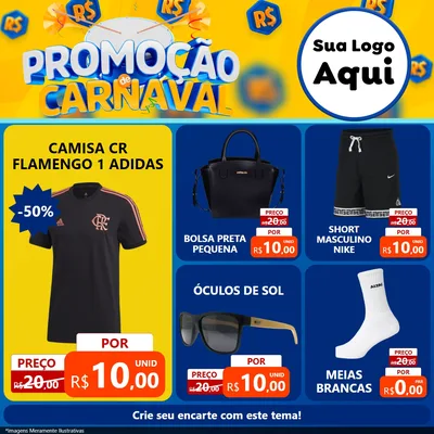 Modelo de Rede Social para Feed Facebook com o tema Promoção de Carnaval para Roupas e acessórios