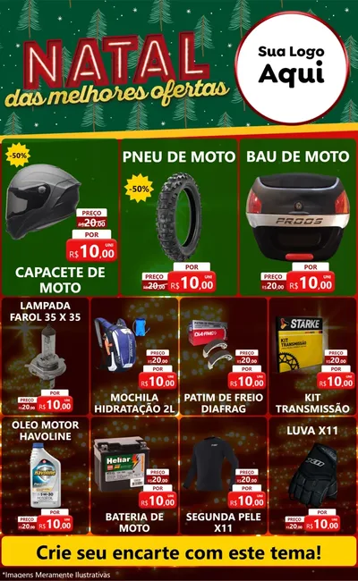 Modelo de Encarte para Encarte Grande com o tema Natal das Melhores Ofertas para Moto peças