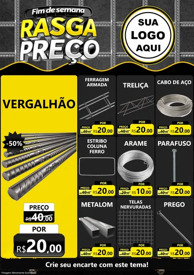 Modelo de Encarte para Encarte A4 Vertical com o tema Fim de Semana Rasga Preço para Ferragens
