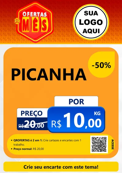 Modelo de Cartaz para Cartaz A4 Vertical com o tema Ofertas do Mês para Açougue