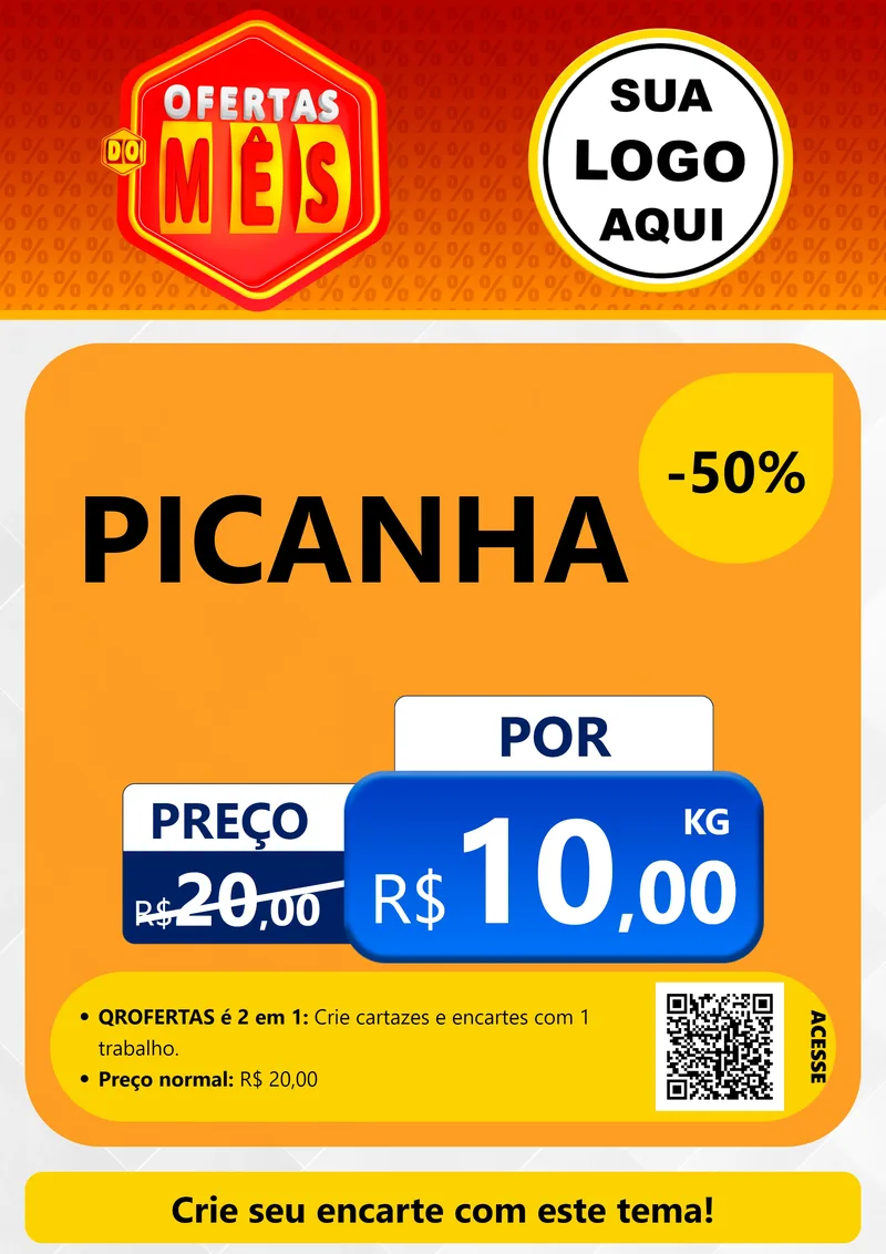 Modelo de Cartaz para Cartaz A4 Vertical com o tema Ofertas do Mês para Açougue