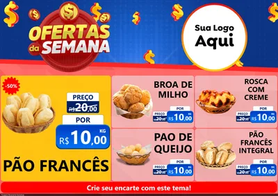 Modelo de Encarte para Encarte A4 Horizontal com o tema Ofertas Da Semana para Padaria